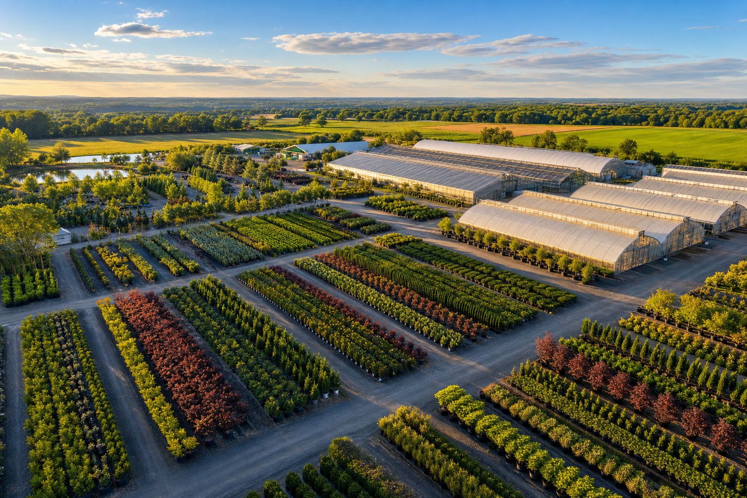 Aerial view of commercial nursery operation